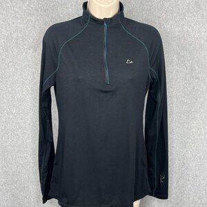 Merino Blend Paradox 1/4 Zip Pullover Tech Sweater Shirt Women M Black Gorpcore